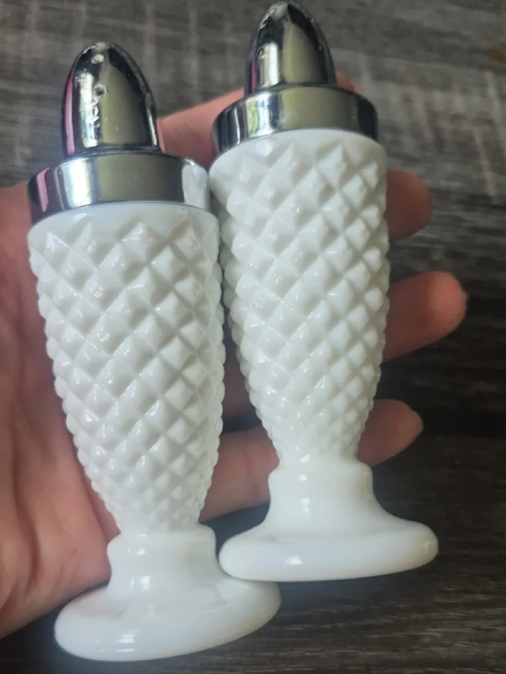 Vintage Westmoreland Hobnail Diamond Pattern Salt and Pepper Shakers C.1960s